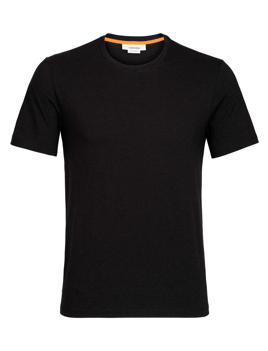 Men's Icebreaker Merino Central Classic Short Sleeve T Shirts Black | CA 1801RVDW